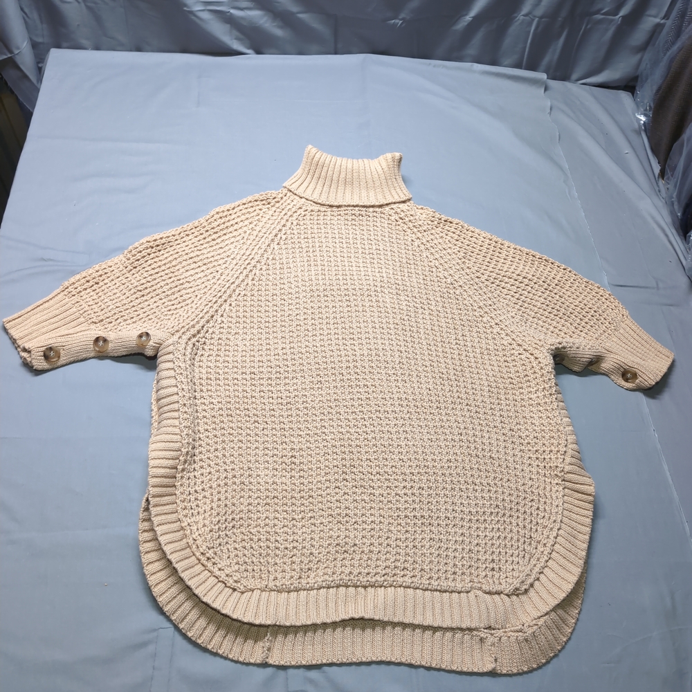 J. Crew Womens Cream Cowl Turtleneck Sweater Chunky Knit Size S